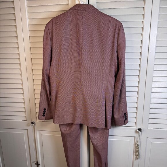 Zara Man Slim Fit Two-Piece Suit cranberry red blazer 40/pant 32 holiday, career - Picture 3 of 12